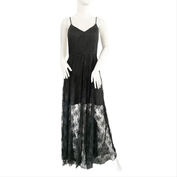 Line & Dot Dresses & Skirts - Line & Dot Black Lace Overlay Maxi Dress Large New NWT
